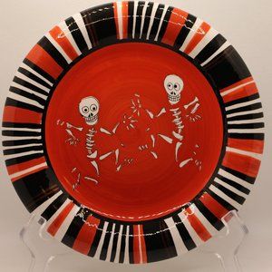 Hausenware  Skeleton Halloween Plate Designed by Mary Kober